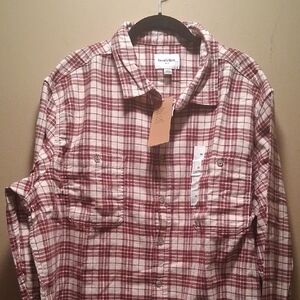 Goodfellow & Co Men's Burgundy Plaid Button Down Flannel Shirt XXL